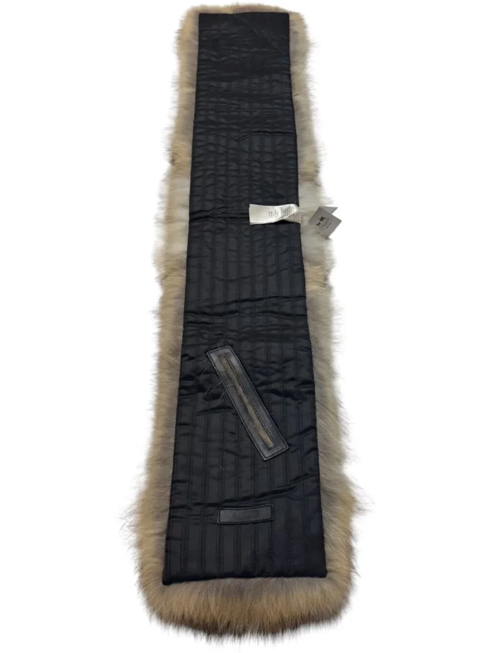 🦊 Coach Real Coyote Fur Scarf Natural Brown With Black Lining Brand New $698 🏷